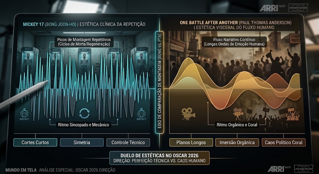 Comparação de estrutura narrativa para análise do Oscar 2026 direção.