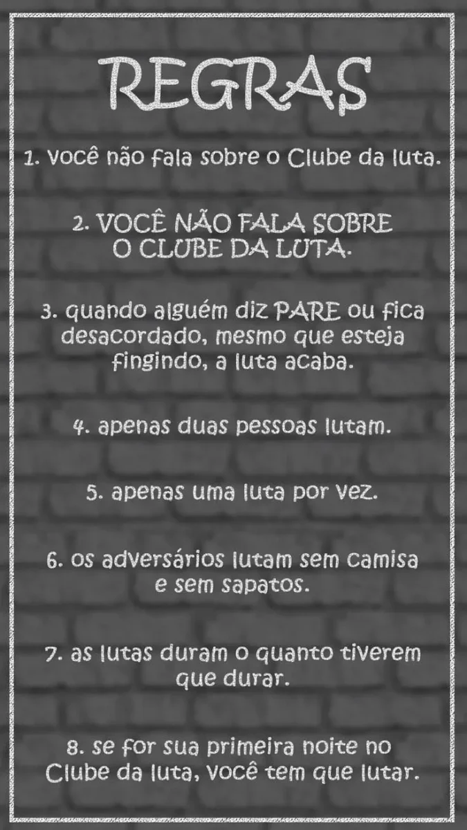 As regras do Clube da Luta em estética noir.