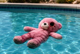 o urso de pelúcia rosa flutuando na piscina em breaking bad