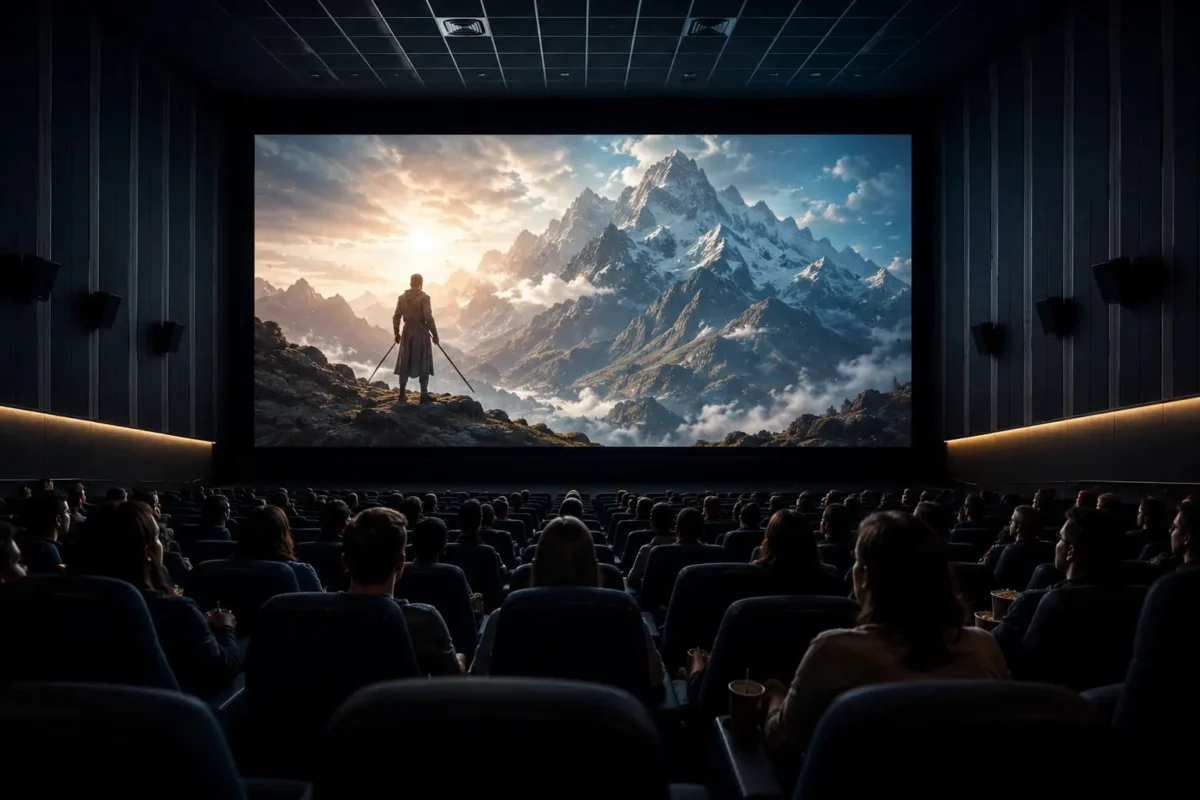Público acompanhando uma grande estreia no cinema. 