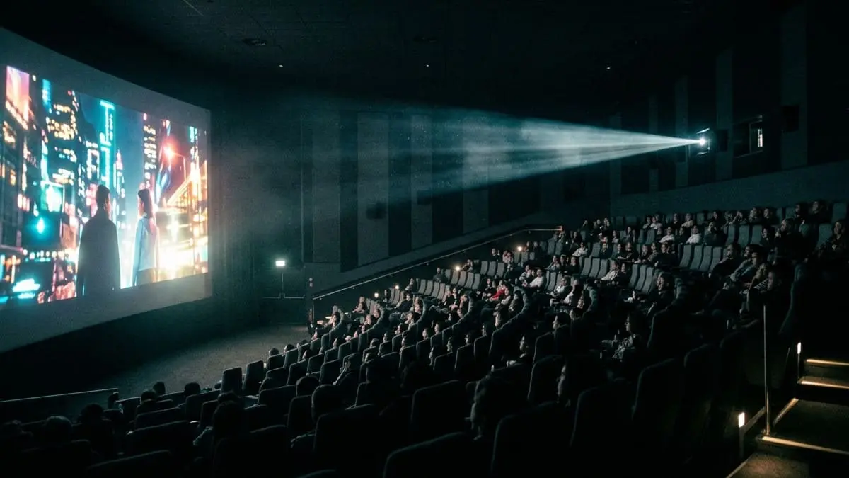 Sala de cinema moderna representando os lançamentos de agosto de 2026.