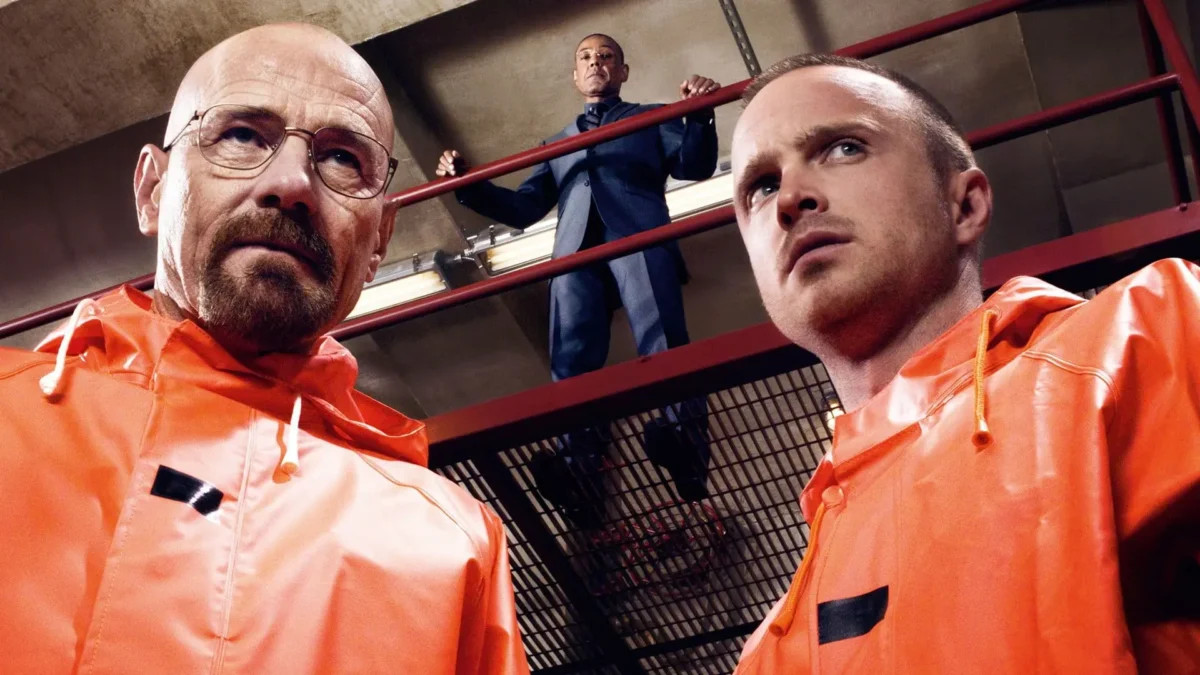 Walter White e Jesse Pinkman no laboratório de Gustavo Fring.