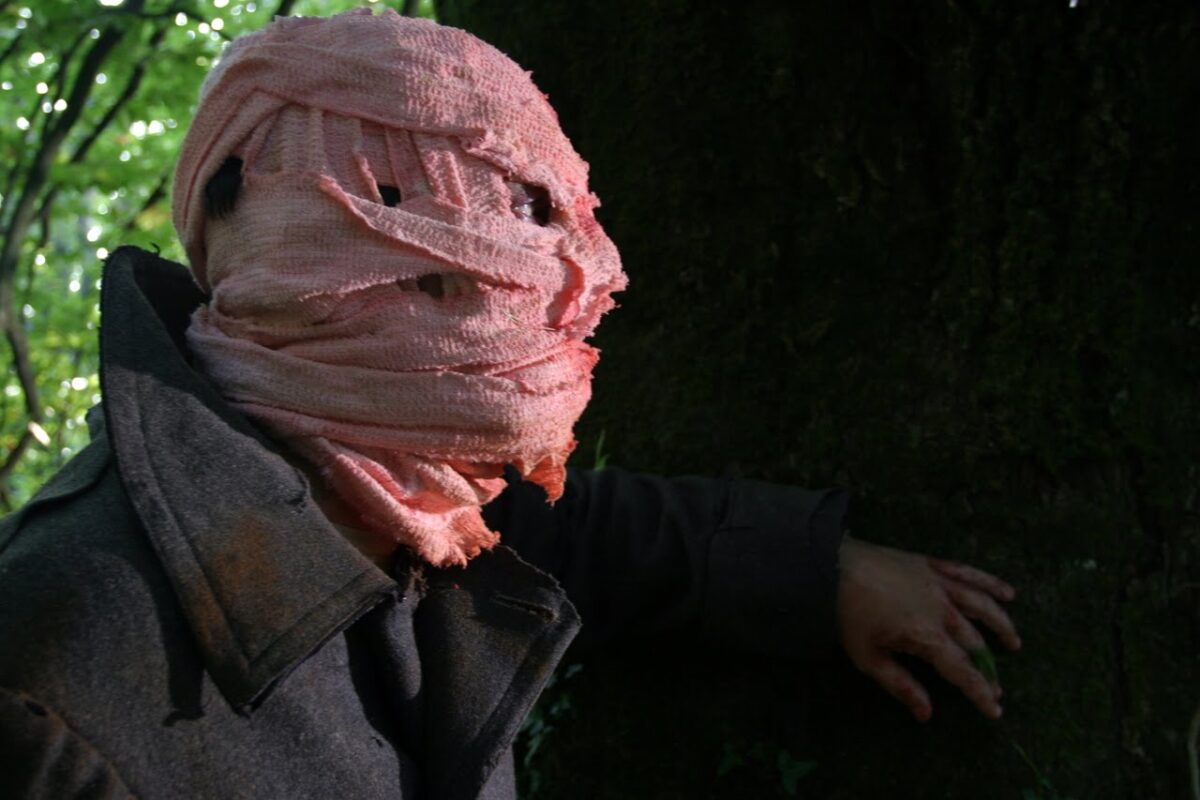 Timecrimes (Los Cronocrímenes): O Labirinto do Determinismo e a Engenharia de um Paradoxo Perfeito Héctor com bandagens no rosto em Timecrimes.