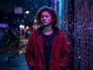 Rue Bennett pensativa na primeira temporada de Euphoria.